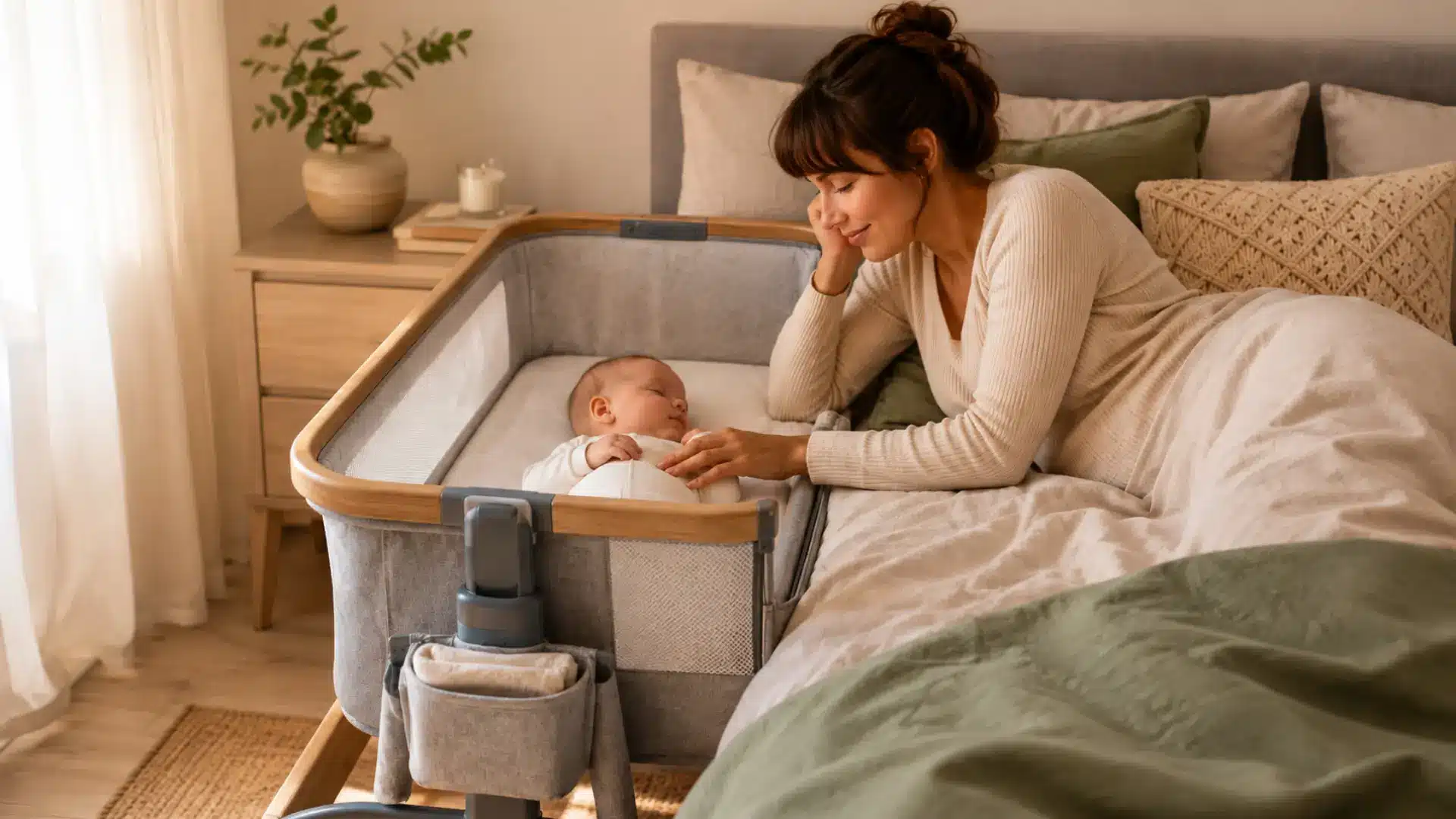 Femme enceinte allongée avec un coussin de grossesse pour soulager son dos et son ventre